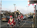 Cycling Santas by Bedhampton Gates