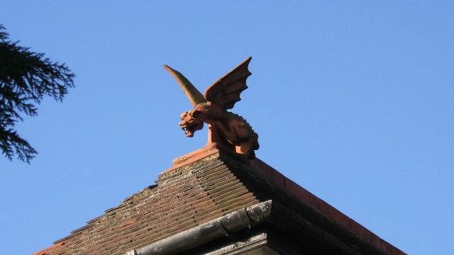 Dragon finial, old lodge house for Hoole Hall, Chester