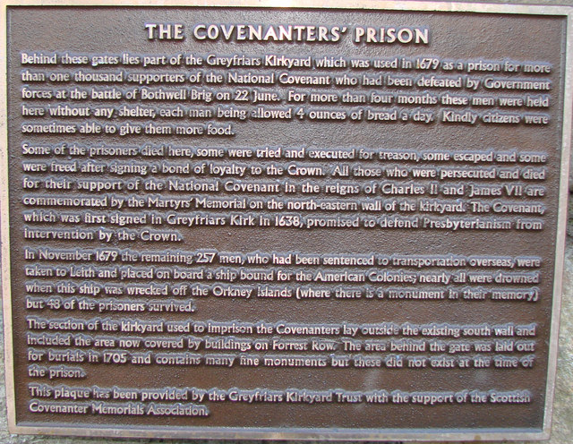 The Scottish Covenanters Plaque, Greyfriars Church Yard