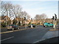 Traffic light at junction of A2030 and Fitzherbert Road.