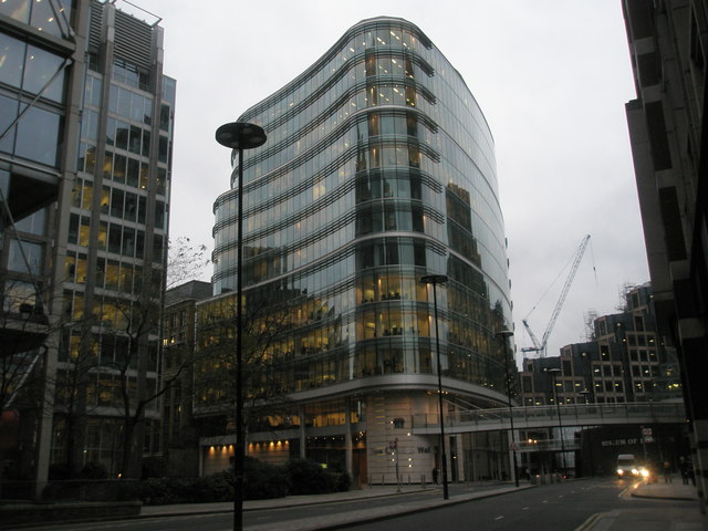 Triangular office block at London Wall