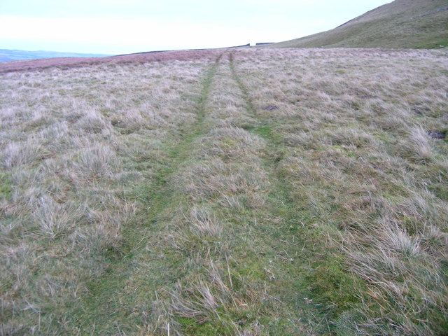 Grassy track traversing the flank of Stake Fell