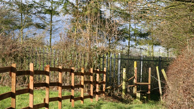 Public footpath and fence