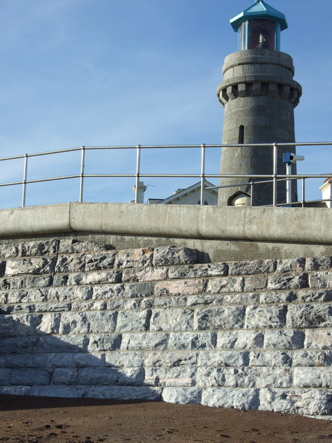 Teignmouth Lighthouse from the beach.