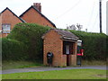 Bus Shelter, postbox and telephone box at Langley Dale