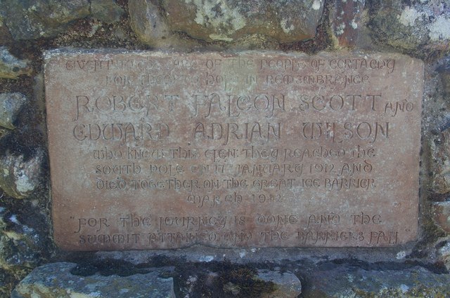 Plaque on Memorial Cairn at foot of Glen Prosen, Angus