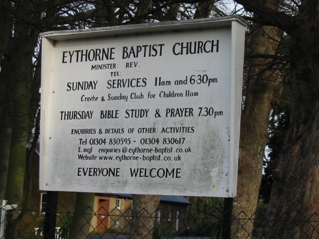 Eythorne Baptist church noticeboard