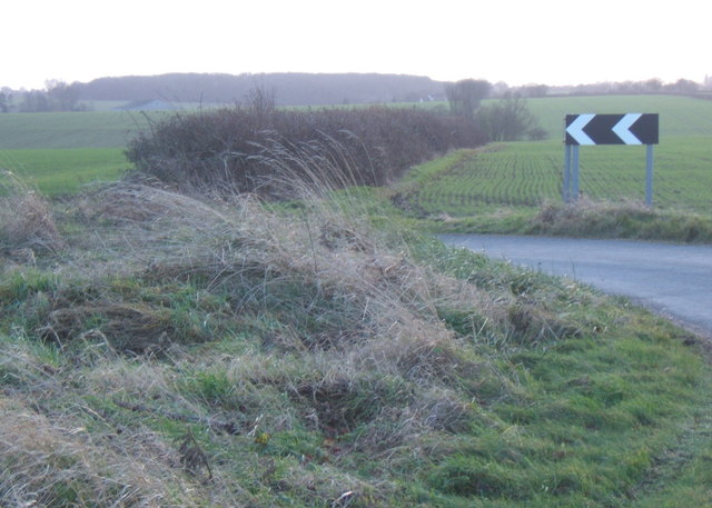 Mitchery Lane corner, looking south along line of Roman road