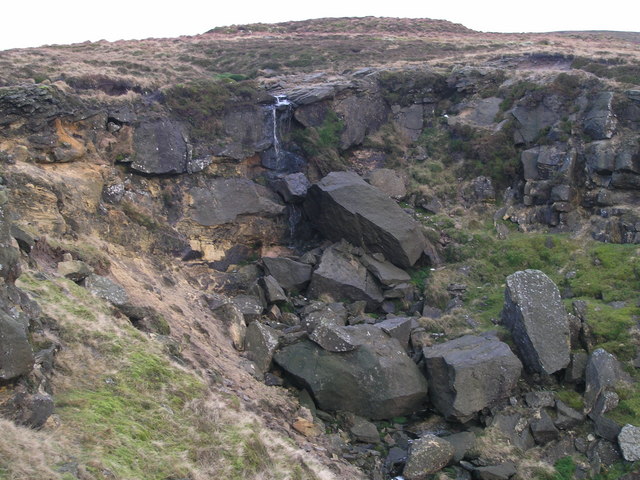 The almost pencil-thin waterfall of Blowing Gill Dyke