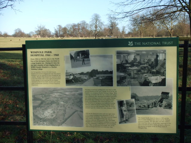 Noticeboard to Wimpole Park Hospital