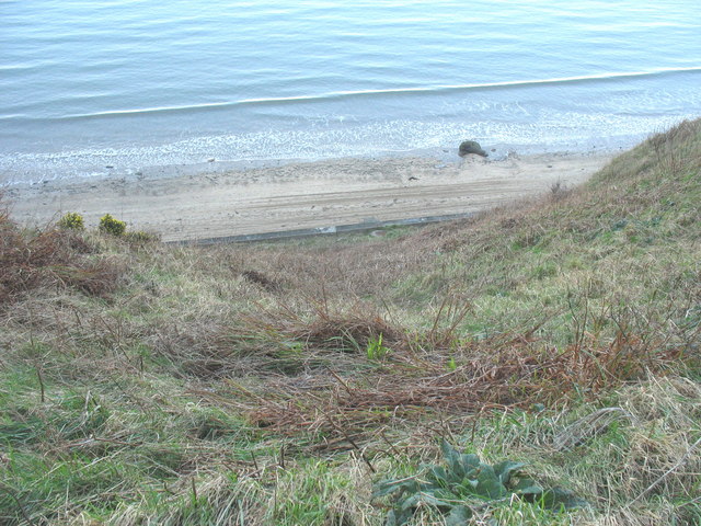A view down the cliff towards the beach