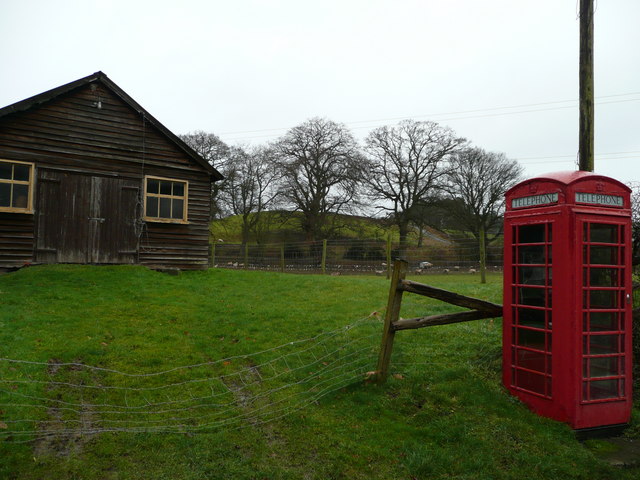 Phone box and hut at Rorrington