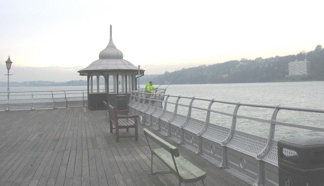 Sea angler at the end of the pier