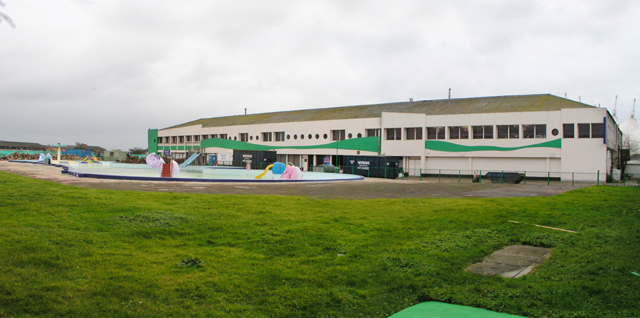 The old Reception Building and outdoor swimming pool, Butlin's Holiday Camp