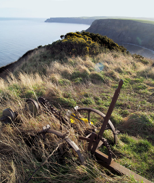 Ruined farm equipment on the cliff tops near Port Mulgrave