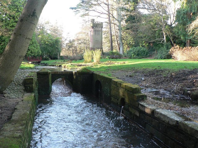 Bournemouth Gardens: stream and water tower