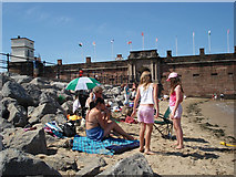 SJ3194 : A day at the beach - by Fort Perch Rock by Duncan Grant