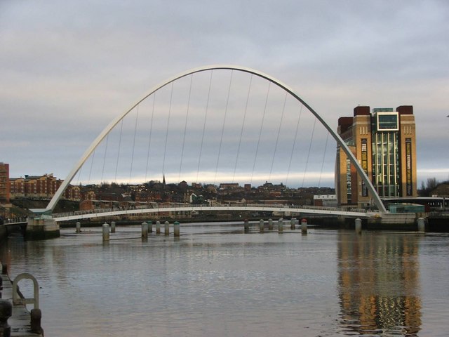 The Millennium Bridge and The Baltic viewed from Newcastle Quayside
