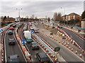 Traffic on temporary bridge during replacement