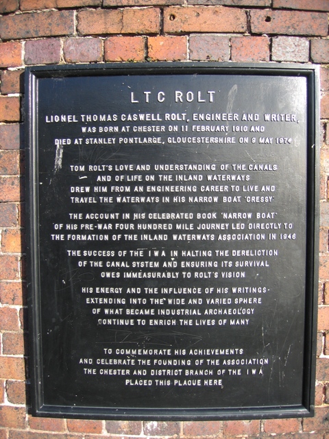 Plaque commemorating LTC Rolt