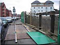 Collapsed hoardings on Sealand Road