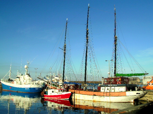 A Three Masted Barque at Buckie Harbour