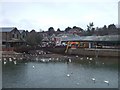 Lowered flow in Exe and leat, quayside buildings