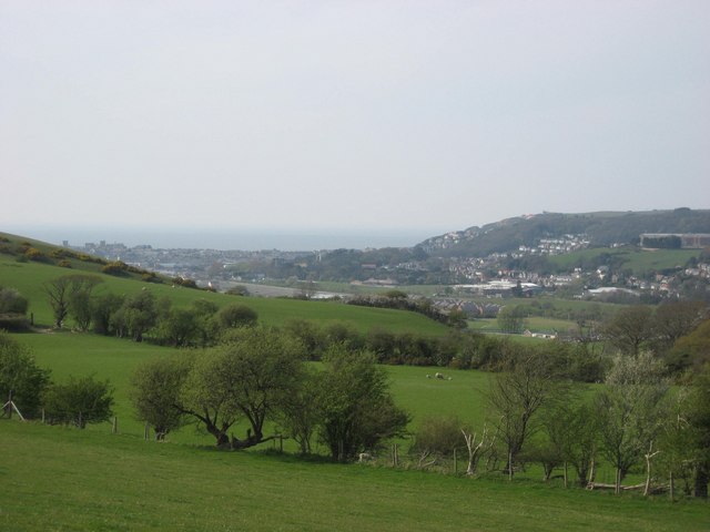 View of Aberystwyth and the sea, looking NW from the A4120