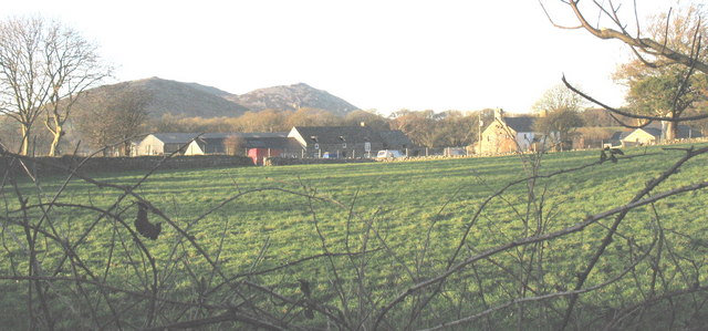 View across fields towards Llwyndyrys Farm
