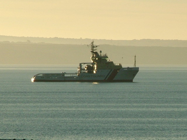 Coastguard cutter outside of harbour