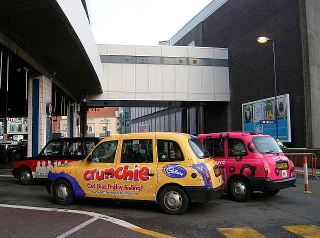 Taxis arriving at New Street Station