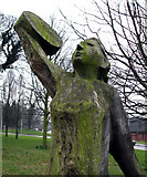 J3269 : Oak figures, Malone Road roundabout [5] by Rossographer
