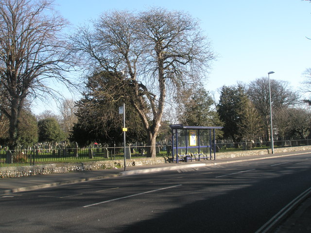 Bus stop by the cemetery