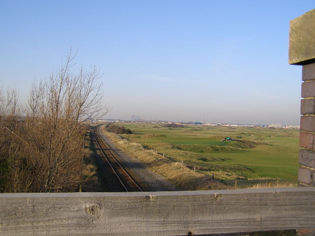 Looking along the railway line towards Blackpool