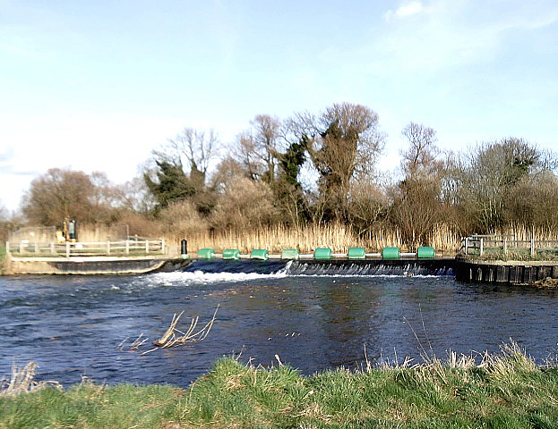 Weir on the River Great Ouse at Offord Cluny