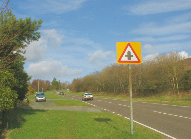 Approaching a minor crossroads on the A4244