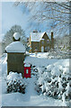NY9550 : View of my house and post box. Winter 2005 by Keith Cunningham