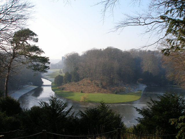 A wintery view of Fountain's Abbey gardens