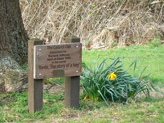 The Council Oak name plaque, Coate Water, Swindon