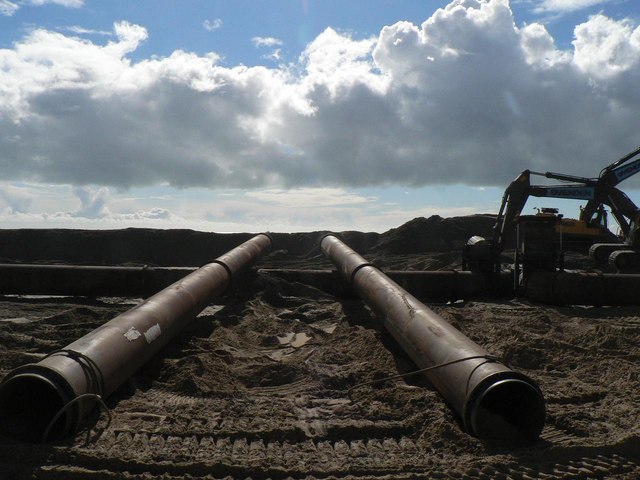Southbourne beach replenishment: two large pipes
