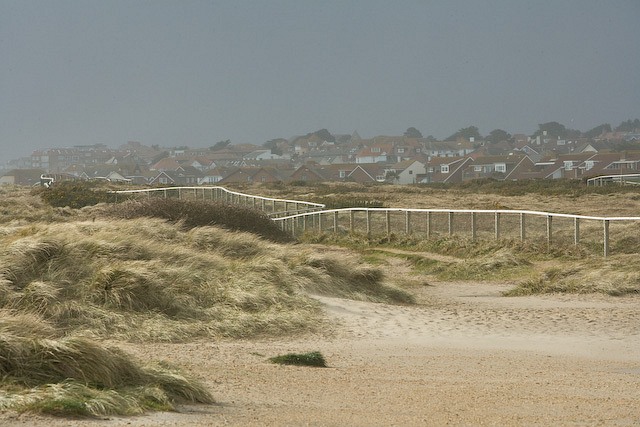 Sand dunes and fencing near Hengistbury... © Peter Facey ...