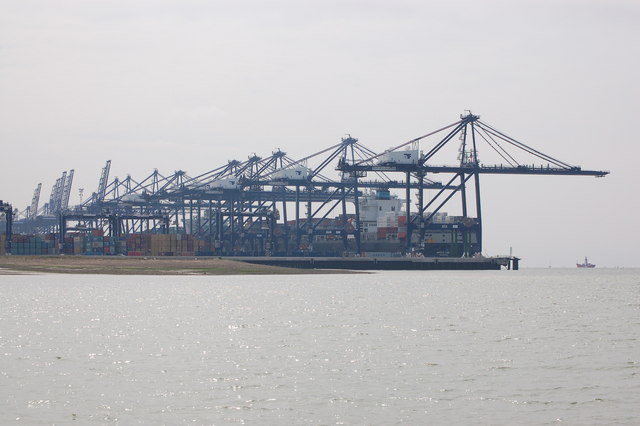Port of Felixstowe viewed upstream from the Orwell