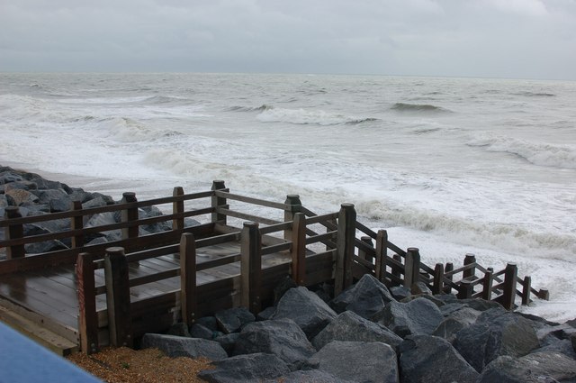 'New' steps to beach on stormy day