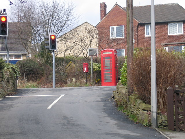 Telephone Box and Post Box in Barnsley Road, Flockton