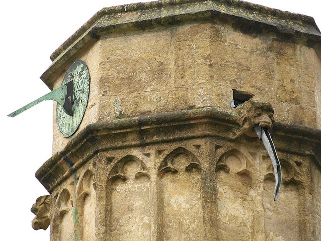 Sundial and gargoyle, Church of St. John the Baptist, Axbridge