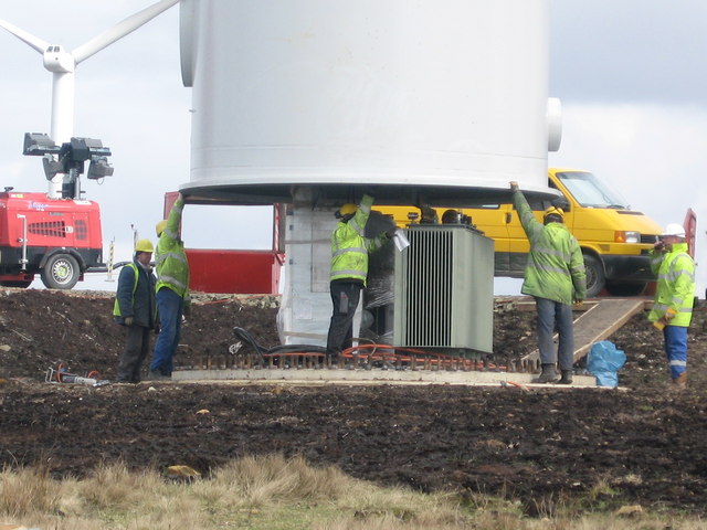 Scout Moor Wind Farm Tower No 7 under construction