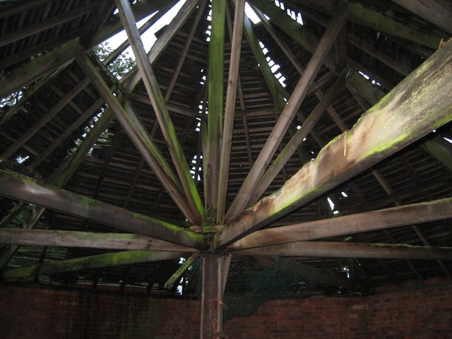 Inside the roundhouse horse shelter