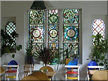 TQ4124 : Stained-glass-window in Oak Hall Manor by Andy Potter