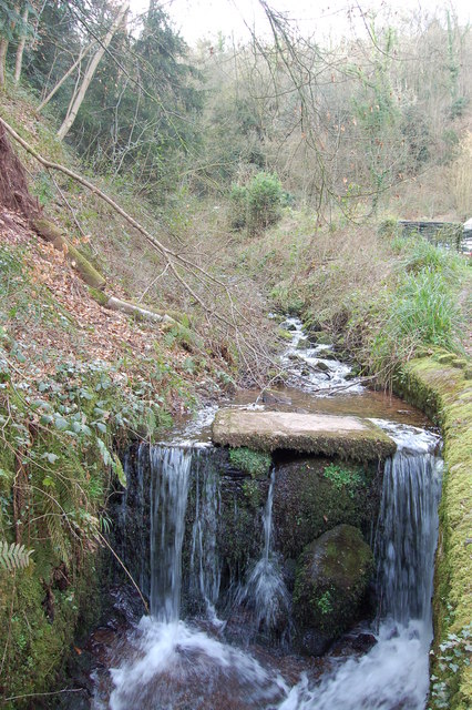 Man-made waterfall at Llandogo