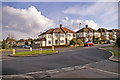 Roundabout at crossroads of Kenwood Avenue and South Lodge Drive, London N14